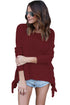 Sexy Red Long Sleeve Lace up Sided Sweater